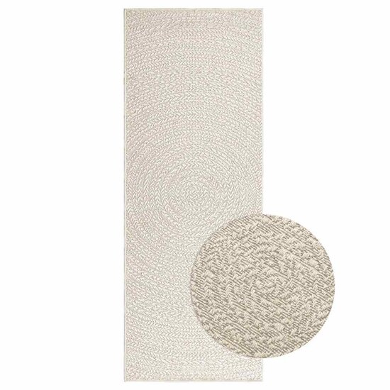 Vloerkleed Zizur Room Binnen En Buiten Jute Look Cr&egrave;me 80 x 200 cm Rond