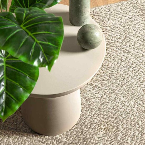 Vloerkleed Zizur Room Binnen En Buiten Jute Look Cr&egrave;me 80 x 200 cm Rond