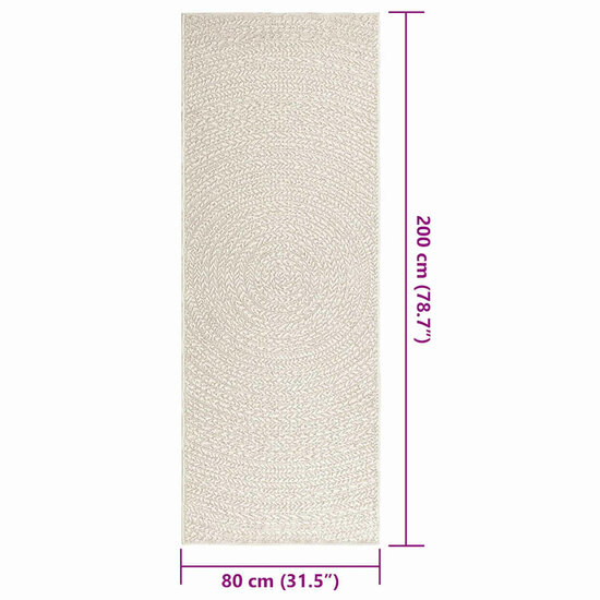 Vloerkleed Zizur Room Binnen En Buiten Jute Look Cr&egrave;me 80 x 200 cm Rond
