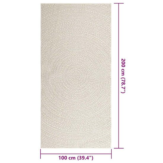 Vloerkleed ZIZUR room binnen en buiten 100x200 cm jute look