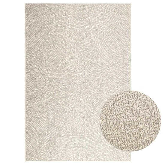 Vloerkleed Zizur Room Binnen En Buiten Jute Look Cr&egrave;me 160 x 230 cm Rond