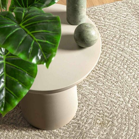 Vloerkleed Zizur Room Binnen En Buiten Jute Look Cr&egrave;me 160 x 230 cm Rond