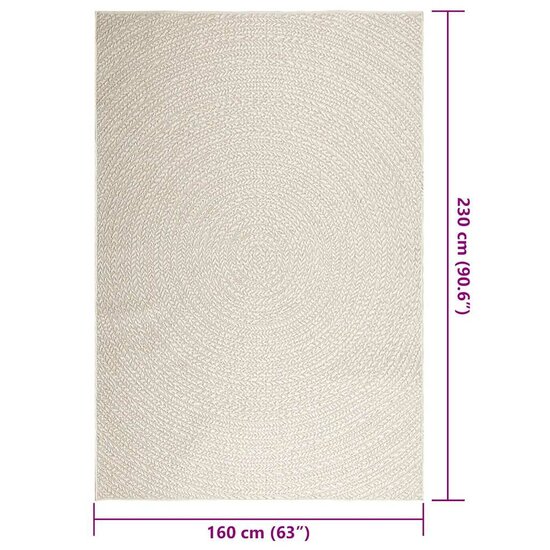 Vloerkleed Zizur Room Binnen En Buiten Jute Look Cr&egrave;me 160 x 230 cm Rond