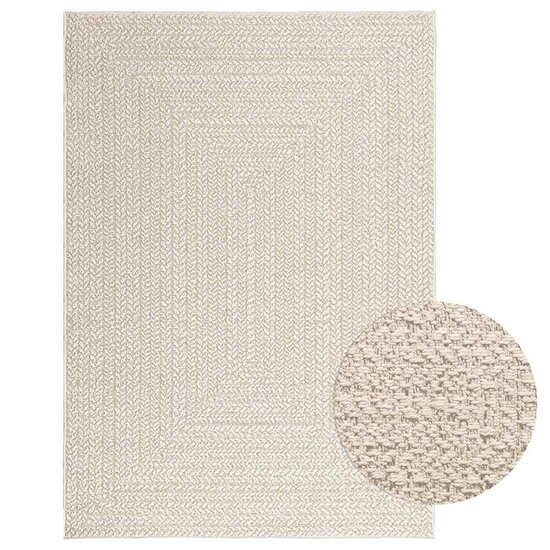 Vloerkleed Zizur Room Binnen En Buiten Jute Look Cr&egrave;me 120 x 170 cm Rechthoekig
