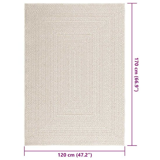 Vloerkleed Zizur Room Binnen En Buiten Jute Look Cr&egrave;me 120 x 170 cm Rechthoekig