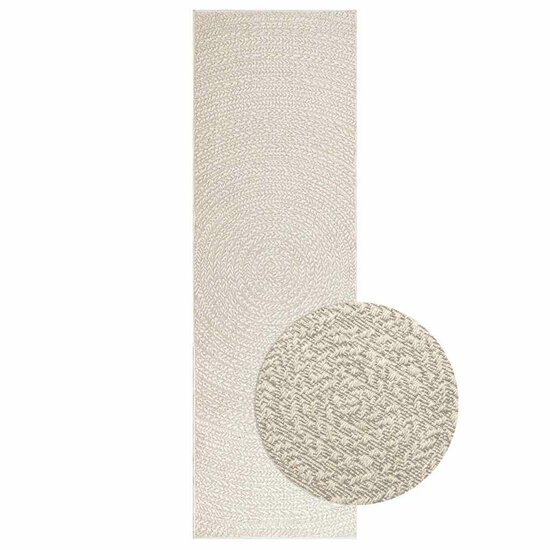 Vloerkleed Zizur Room Binnen En Buiten Jute Look Cr&egrave;me 80 x 250 cm Rond