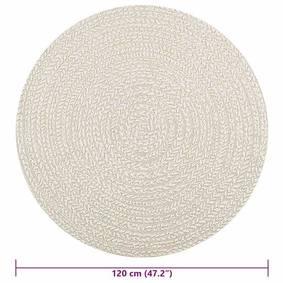 Vloerkleed Zizur Binnen En Buiten Jute Look Cr&egrave;me &Oslash; 120 cm Rond