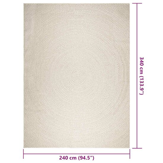 Vloerkleed Zizur Room Binnen En Buiten Jute Look Cr&egrave;me 240 x 340 cm Rond
