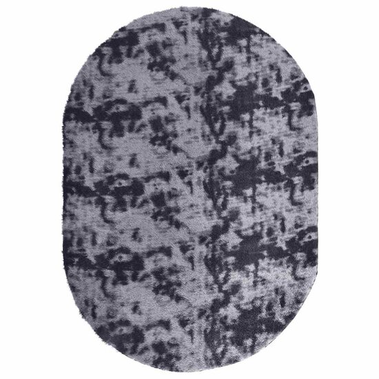 Hoogpolig Vloerkleed Navarra Polyester Donkergrijs 300 x 200 cm ovaal