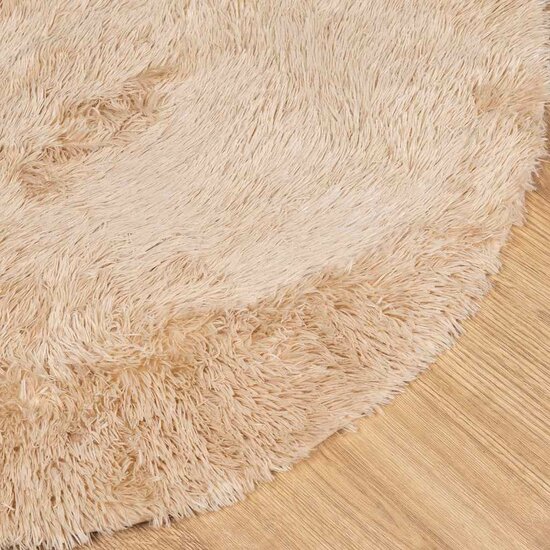 Hoogpolig Vloerkleed Navarra Polyester Beige 120 x 120 cm Rond