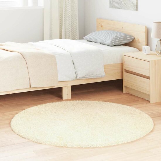 Hoogpolig Vloerkleed Navarra Polyester Kleurig Cr&egrave;me 120 x 120 cm Rond