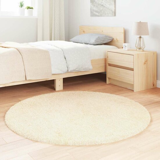Hoogpolig Vloerkleed Navarra Polyester Kleurig Cr&egrave;me 120 x 120 cm Rond