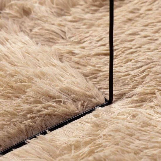 Hoogpolig Vloerkleed Navarra Polyester Beige 200 x 200 cm Rond