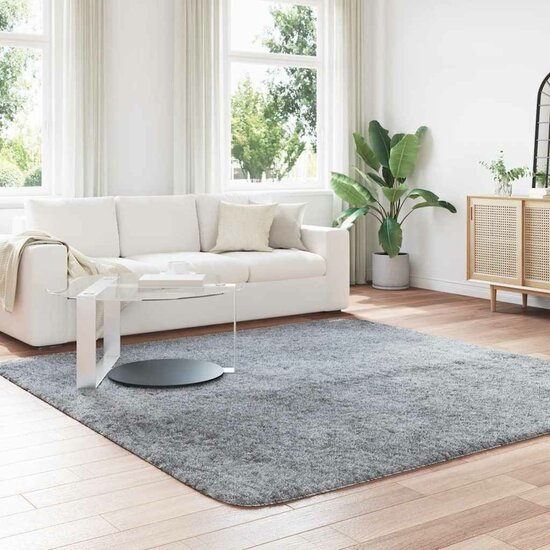 Hoogpolig Vloerkleed Navarra Polyester Zilvergrijs 240 x 240 cm Vierkant