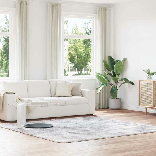 Hoogpolig Vloerkleed Navarra Polyester Lichtgrijs 240 x 240 cm Vierkant