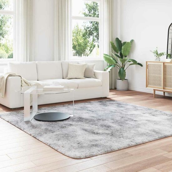 Hoogpolig Vloerkleed Navarra Polyester Lichtgrijs 240 x 240 cm Vierkant