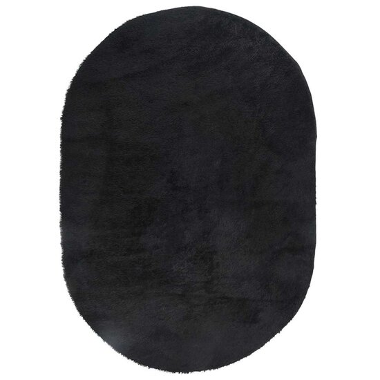 Hoogpolig Vloerkleed Navarra Polyester Zwart 300 x 200 cm ovaal