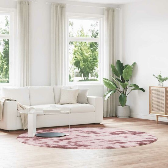 Hoogpolig Vloerkleed Navarra Polyester Stoffig Roze Dusty Pink 240 x 240 cm Rond