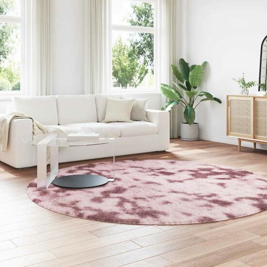 Hoogpolig Vloerkleed Navarra Polyester Stoffig Roze Dusty Pink 240 x 240 cm Rond