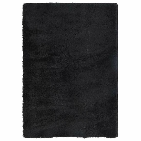 Hoogpolig Vloerkleed Navarra Polyester Zwart 160 x 230 cm Rechthoekig