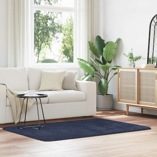 Hoogpolig Vloerkleed Navarra Polyester Marineblauw 120 x 170 cm Rechthoekig