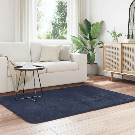 Hoogpolig Vloerkleed Navarra Polyester Marineblauw 120 x 170 cm Rechthoekig
