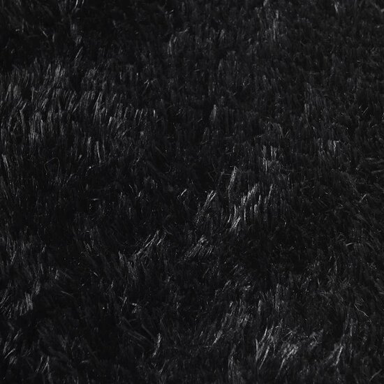 Hoogpolig Vloerkleed Navarra Polyester Zwart 60 x 100 cm Rechthoekig