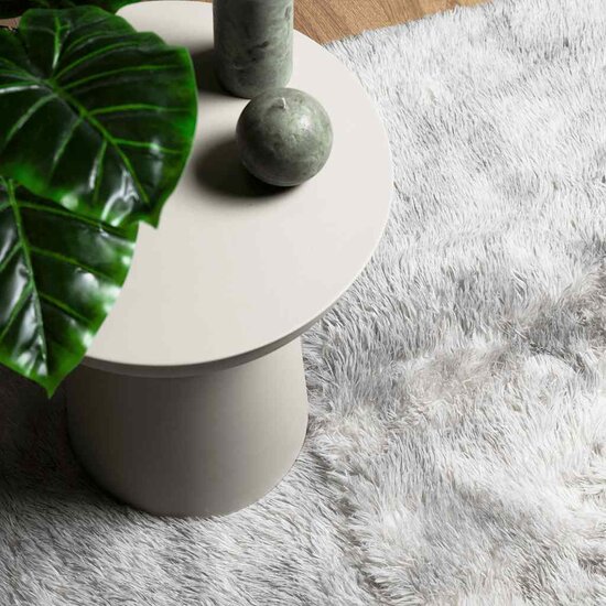 Hoogpolig Vloerkleed Navarra Polyester Lichtgrijs 60 x 100 cm Rechthoekig