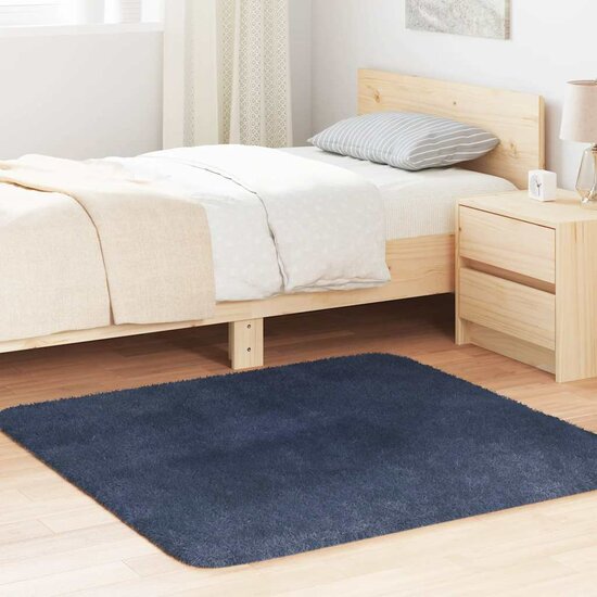 Hoogpolig Vloerkleed Navarra Polyester Marineblauw 120 x 120 cm Vierkant