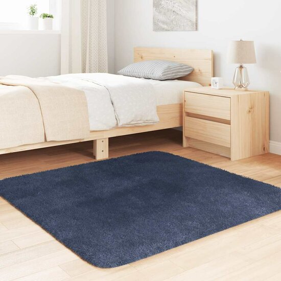 Hoogpolig Vloerkleed Navarra Polyester Marineblauw 120 x 120 cm Vierkant