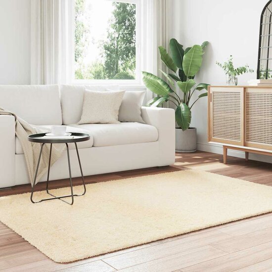 Hoogpolig Vloerkleed Navarra Polyester Kleurig Cr&egrave;me 130 x 200 cm Rechthoekig