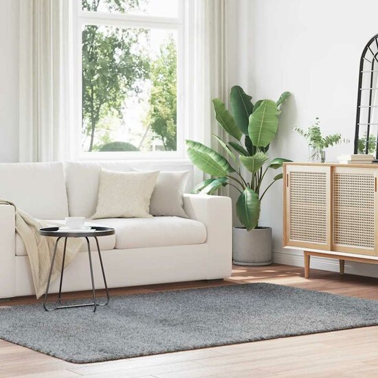 Hoogpolig Vloerkleed Navarra Polyester Zilvergrijs 160 x 230 cm Rechthoekig