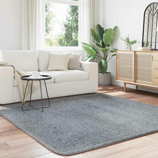 Hoogpolig Vloerkleed Navarra Polyester Zilvergrijs 200 x 200 cm Vierkant