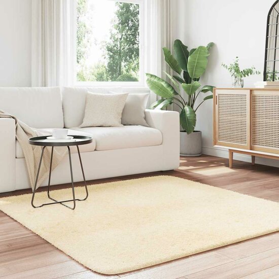 Hoogpolig Vloerkleed Navarra Polyester Kleurig Cr&egrave;me 160 x 160 cm Vierkant