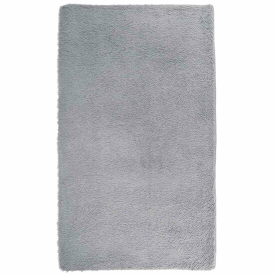 Hoogpolig Vloerkleed Navarra Polyester Zilvergrijs 60 x 100 cm Rechthoekig