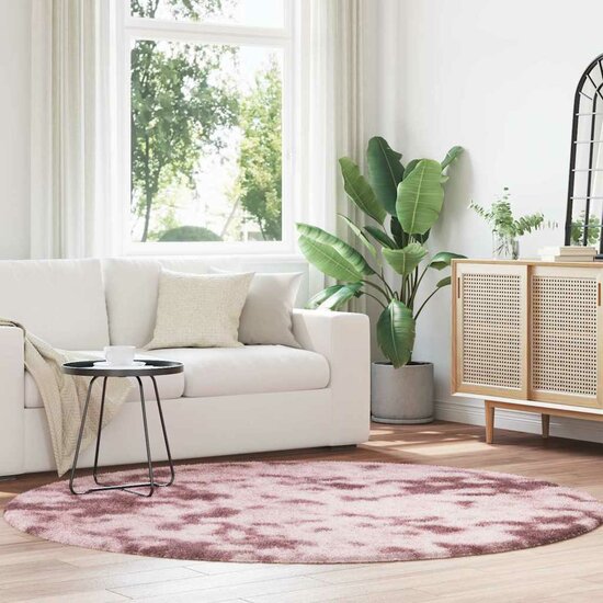 Hoogpolig vloerkleed NAVARRA 200x200 cm polyester stoffig roze
