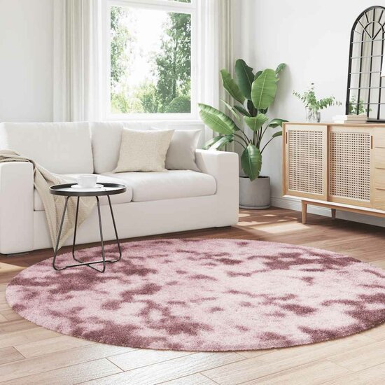 Hoogpolig vloerkleed NAVARRA 200x200 cm polyester stoffig roze