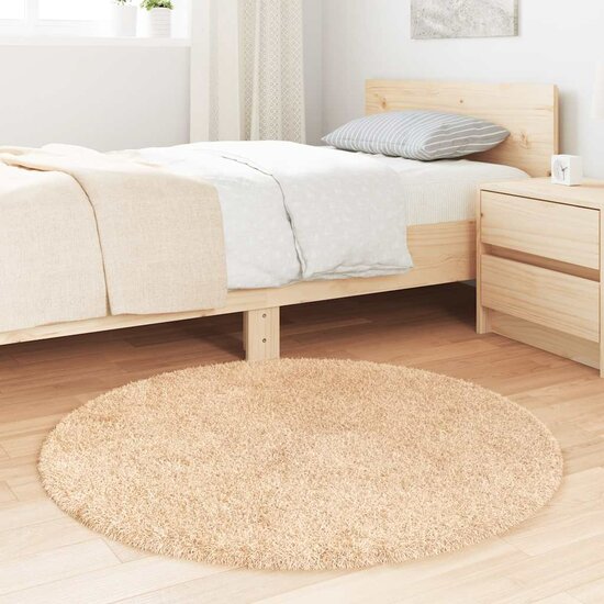 Hoogpolig vloerkleed NAVARRA 100x100 cm polyester beige