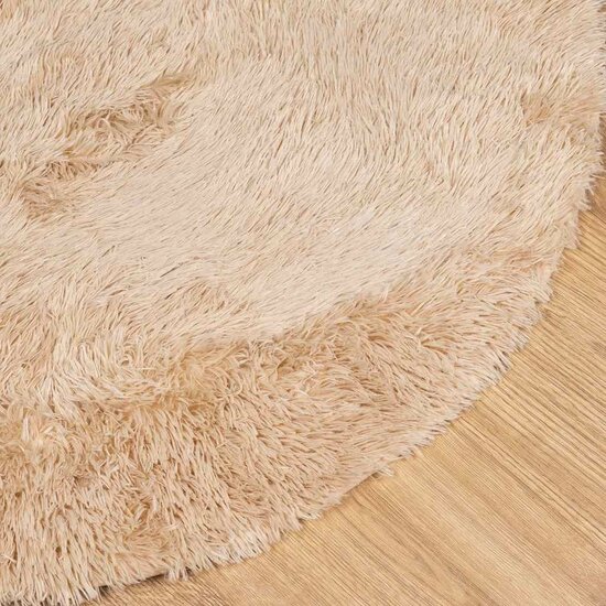 Hoogpolig vloerkleed NAVARRA 100x100 cm polyester beige