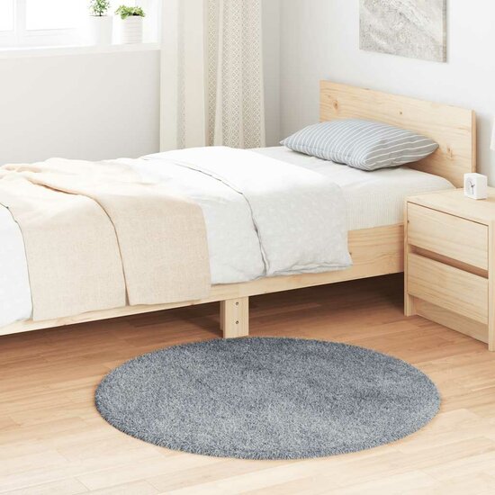 Hoogpolig vloerkleed NAVARRA 100x100 cm polyester zilvergrijs