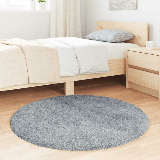 Hoogpolig vloerkleed NAVARRA 100x100 cm polyester zilvergrijs