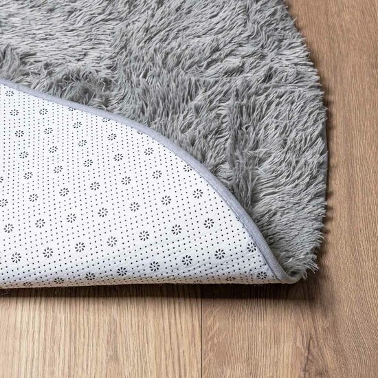 Hoogpolig vloerkleed NAVARRA 100x100 cm polyester zilvergrijs