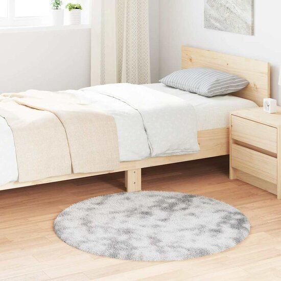 Hoogpolig vloerkleed NAVARRA 100x100 cm polyester lichtgrijs