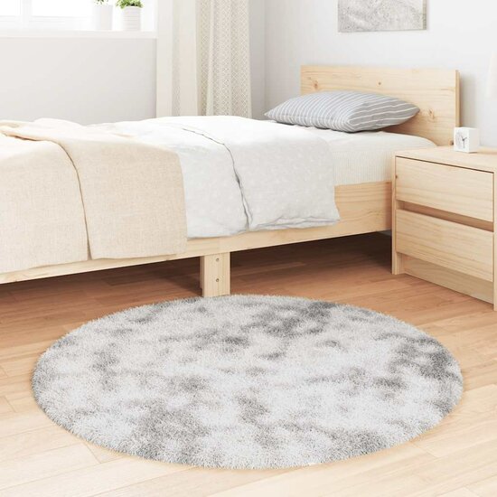 Hoogpolig vloerkleed NAVARRA 100x100 cm polyester lichtgrijs