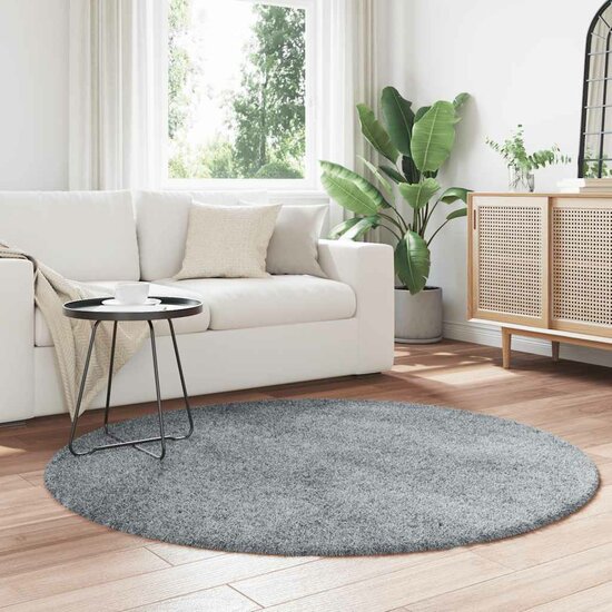 Hoogpolig vloerkleed NAVARRA 160x160 cm polyester zilvergrijs