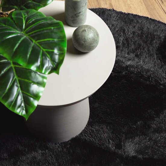 Hoogpolig vloerkleed NAVARRA 120x120 cm polyester zwart