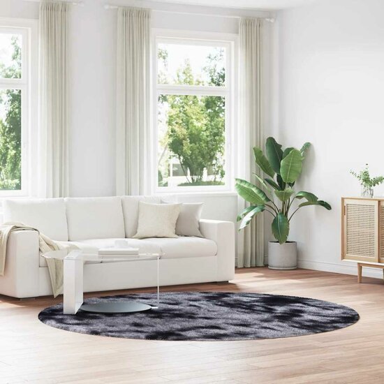 Hoogpolig vloerkleed NAVARRA 240x240 cm polyester donkergrijs