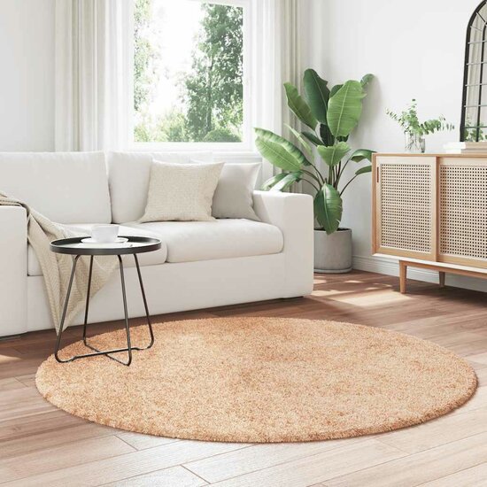 Hoogpolig vloerkleed NAVARRA 160x160 cm polyester beige