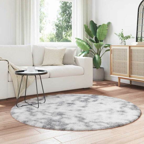 Hoogpolig vloerkleed NAVARRA 160x160 cm polyester lichtgrijs