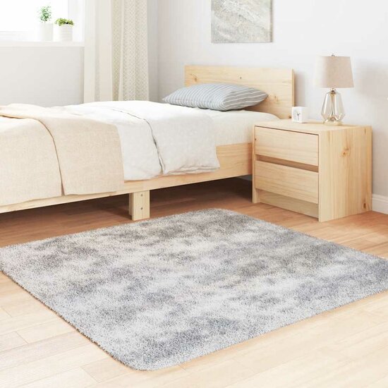Hoogpolig vloerkleed NAVARRA 120x120 cm polyester lichtgrijs